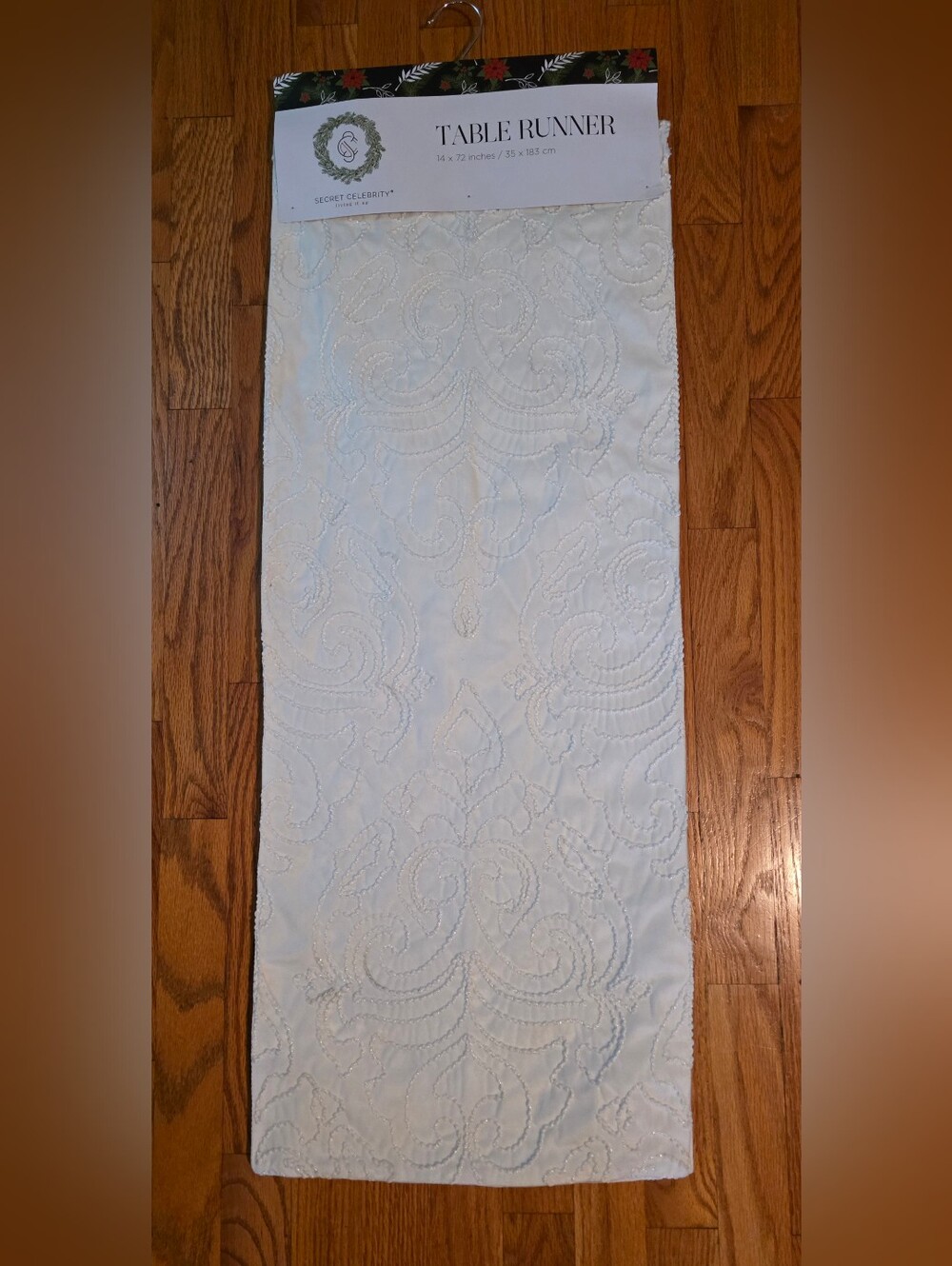 Cream Beades Embroidered Table Runner 14" X 72"